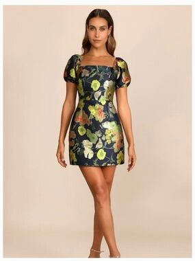 shine for us cream metallic tropical jacquard mini dress Lulus Shine For Us Cream Metallic Tropical Jacquard Mini Dress in Natural